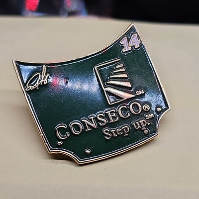 Vintage Double Pin CONSECO Step Up Life Insurance NASCAR #14 Hat Lapel