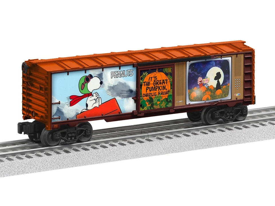 Lionel 2528800 Peanuts Pumpkin Charlie Brown Illuminated TV Boxcar Train O Gauge - Image 2 of 4
