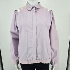 Vintage 1980s White Tiger Macau Lavender Pastel Stripe Windbreaker Jacket M 