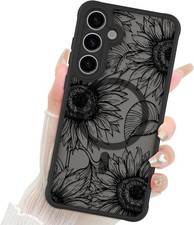 Samsung Galaxy S24 Plus Case Matte Flowers Design Cute Sunflowers Anti-Scratch C