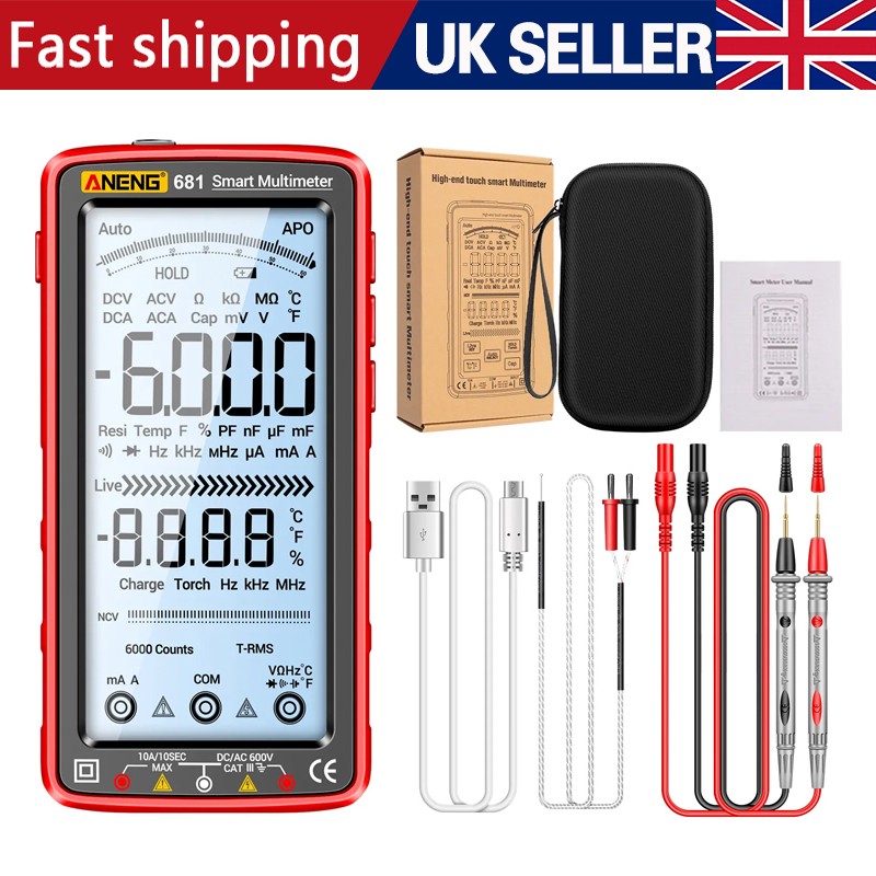 6000 Counts Smart Digital Multimeter w/ LCD Voltage Tester Resistance Meter