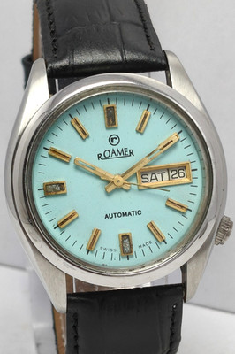  Roamer 17 Jewels Automatic Day/Date Wrist watch Green Dial For Men's