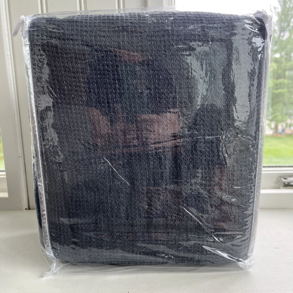 Edredón Pottery Barn EUROPEAN LINO LINO WAFFLE Full Queen y fundas estándar acero azul Foto 3 de 4