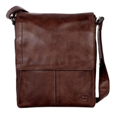 SPIKES & SPARROW Stan Flap Bag Umhängetasche Tasche Dark Brown dunkelbraun Neu