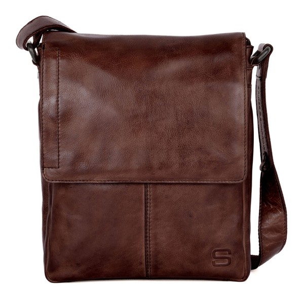 Spikes & Sparrow Stan Flap Bag UmhäNgetasche Tasche Dark Brown Dunkelbraun Neu-image
