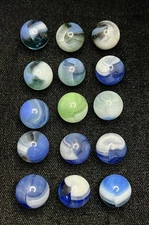 Group Lot 15 Vitro Conquerors, Approx 5/8”, Inc. Fancy Conquerors, Blue & More!