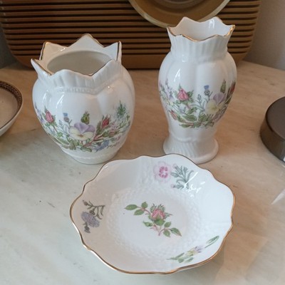 Aynsley Wild Tudor Vases and lovely pin trinket dish