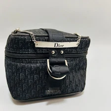 Christian Dior Trotter Vanity Bag Canvas Black Authentic Preowned From Japan