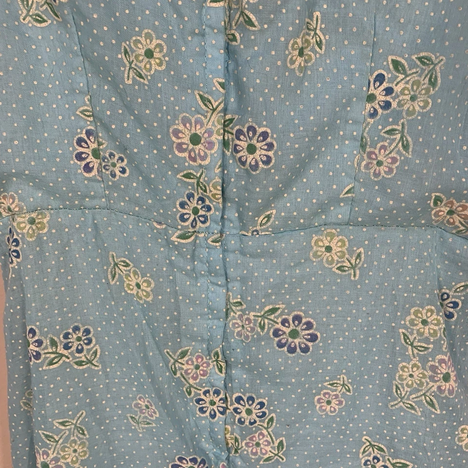 Maxi Vestido De Colección Años 70 Montgomery Ward Prairie Cottage Core Punto Suizo Corbata Volantes 7/8 Foto 2 de 4