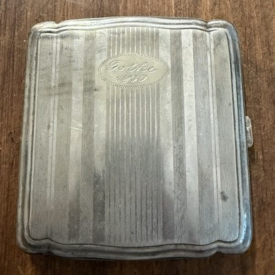 Vintage Alpaca Silver Tone Cigarette Case Etched  Folke 1930  