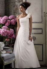 A-line Taffeta Gown With One Shoulder Detail David’s Bridal With Tags Size 8