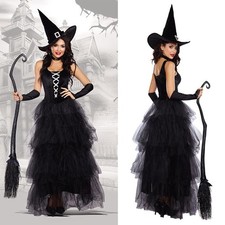 Womens Outfit Halloween Witch Cosplay Enchantress Costume Sleeveless Fancy Dress