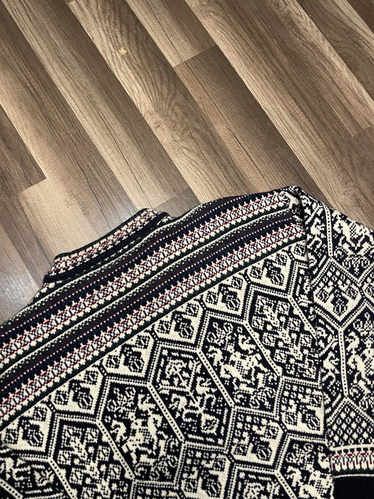 VTG Pendleton White Red Patterned Cable Knit Wool… - image 7