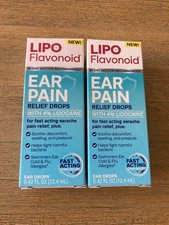 2 Lipo Flavonoid Ear Pain Relief Drops Earache Relief 4% 12.5 mL Exp: 04-2027