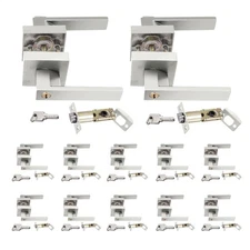 12 Pcak Square Door Handle Lever Locks Passage Privacy Entry Silver