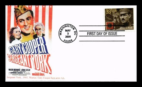 US COVER FIRST DAY OF ISSUE GARY COOPER SERGEANT ALVIN YORK