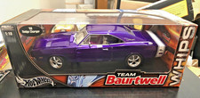 Hot Wheels '69 Dodge Charger R/T Team Baurtwell  Purple Diecast Model Car - 1:18