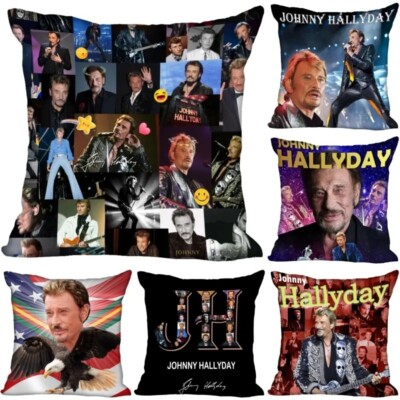 Housse Coussin Johnny Hallyday Taie oreiller Star Du Rock 45×45 Modèle Au Choix