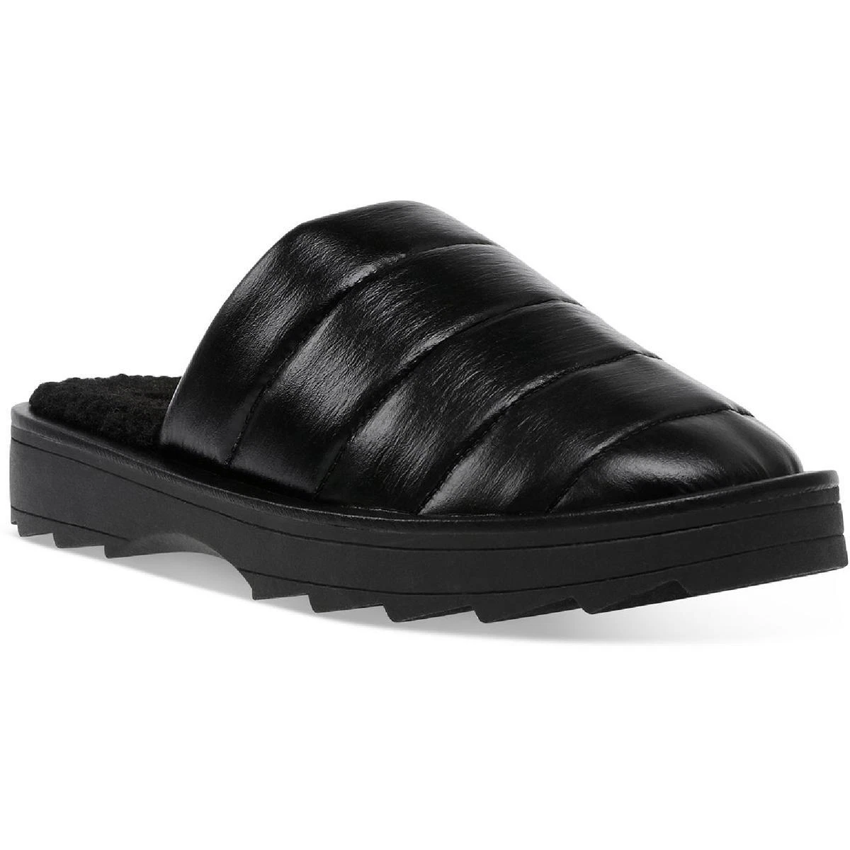 Steve Madden Womens Chex Black Slip On Mules Shoes 6 Medium B M BHFO 1424