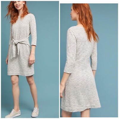 Anthropologie t.la Sz: XS Becky Tie-Waist Dress Gray Stretch New | eBay