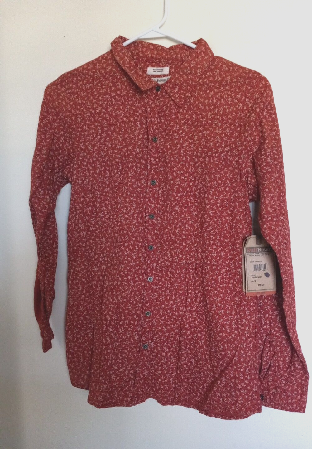 Ruff Hewn Womens Orange Floral Button Up Blouse Size S with Pouch Pocket NEW