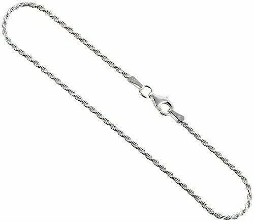 2MM Solid 925 Sterling Silver Italian DIAMOND CUT ROPE CHAIN Necklace Italy - Image 3 of 4
