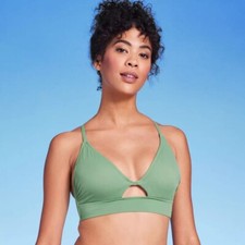 Shade Shore Medium 34D Green Keyhole Front Longline Underwire Bikini Swim Top