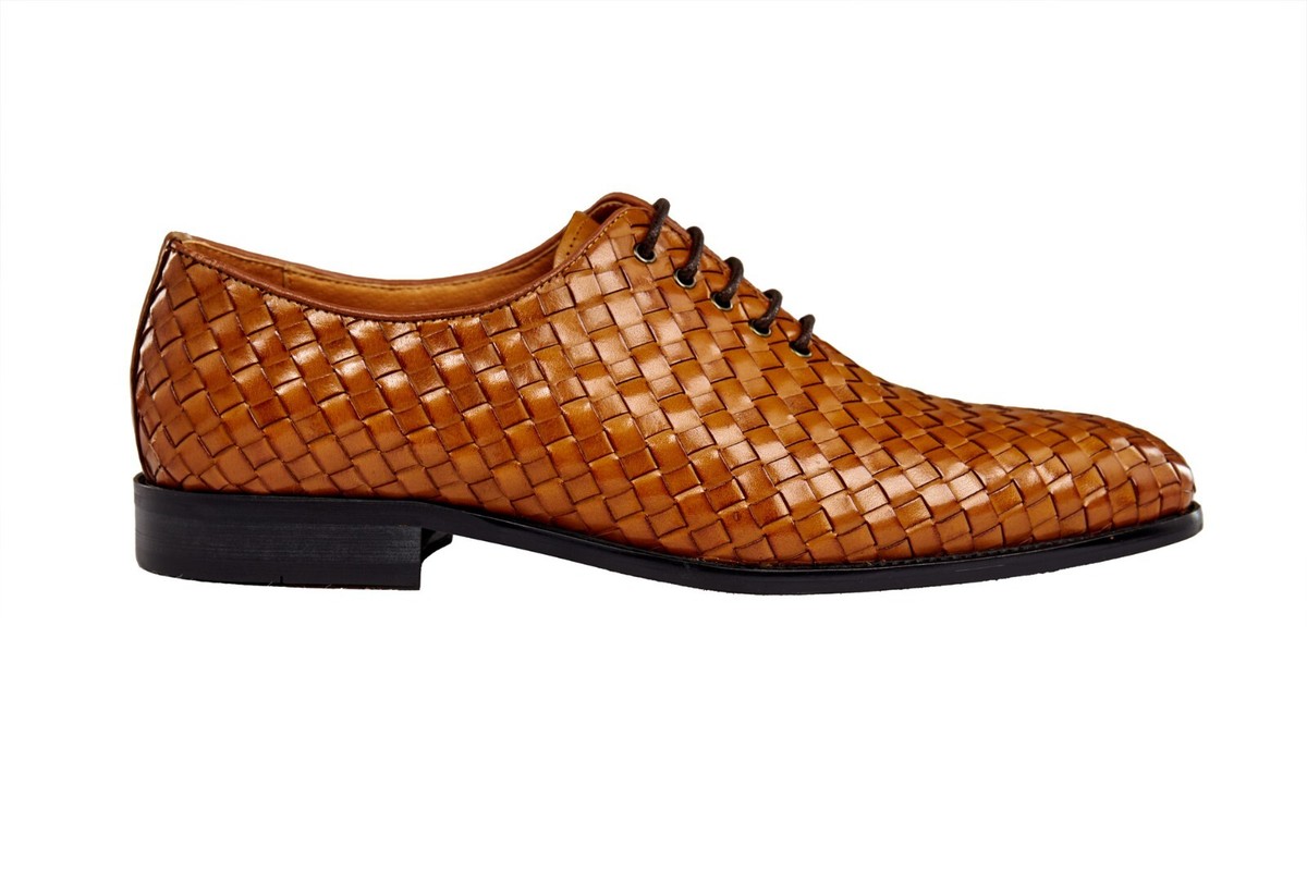 mens woven leather dress shoes Men's Hand Crafted Calf Oxfords Classic Basket Weave Lace up mens woven shoes