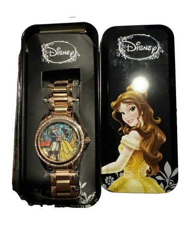 DISNEY Beauty and the Beast Wrist Watch Goldtone Band  display picture 2