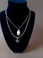 Lot Of 2 Girls Kids Necklaces BFF Ice Cream Cone Unicorn Silver Tone Pink Cord