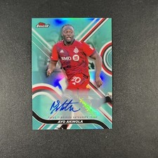 2022 Topps Finest MLS Soccer AYO AKINOLA Aqua Refractor Auto Autograph /75 TFC