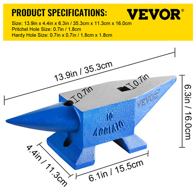 Enclume De Forge VEVOR 11 Kg - En Fonte, Dimensions 32x14x18 Cm, Bleue, Neuve Sous Emballage