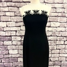 Carol Little Vintage Black & Ivory Sleeveless Dress Size 6 Acetate Blend