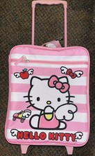 HELLO KITTY Pink White Kids Rolling Travel Suitcase, Sanrio Bioworld, w/Handle