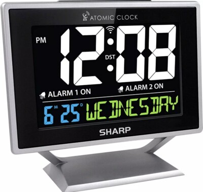 Sharp Atomic Desktop Clock with Color Display - Atomic Accuracy - Easy to Read
