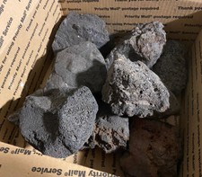 15 lbs. LARGE 6-8” Black Lava Rock (Approx. 15-18) Fire Pit -R&D Rock and Stone 