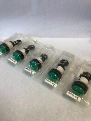 FUJI ELECTRIC (#DR22D0L-E3G) GREEN INDICATOR LIGHT SET OF 5