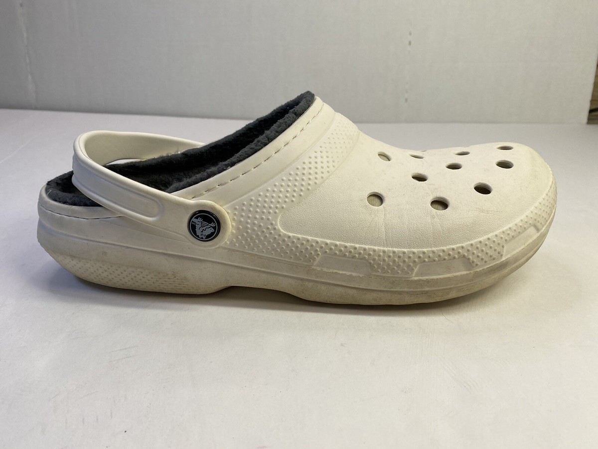 white clogs with fur