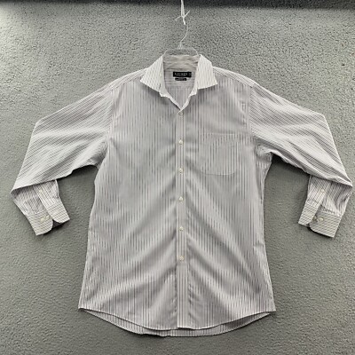 jos a bank vs brooks brothers dress shirts Jos A Bank Shirt Mens 15-32 1905 Slim Fit Non-Iron Button Blue Plaid Long Sleeve
