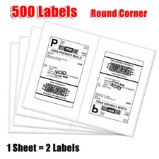 500 8.5"x5.5" Half Sheet Shipping Labels Round Corner Self Adhesive 2 Per Sheet
