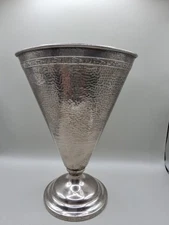 VTG Hammered Silverplate Lion Unicorn Hallmark Vase 10" Height