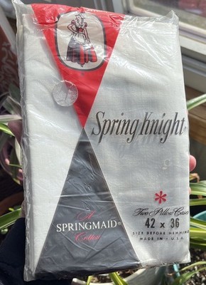 Vtg Spring Knight Springmaid Cotton White Pillowcases NIP USA Bedding**READ**