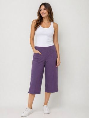 #ad D amp; Co Womens Pull On Stretch Eggplant Purple Short Capri Pants Size XS $29.99