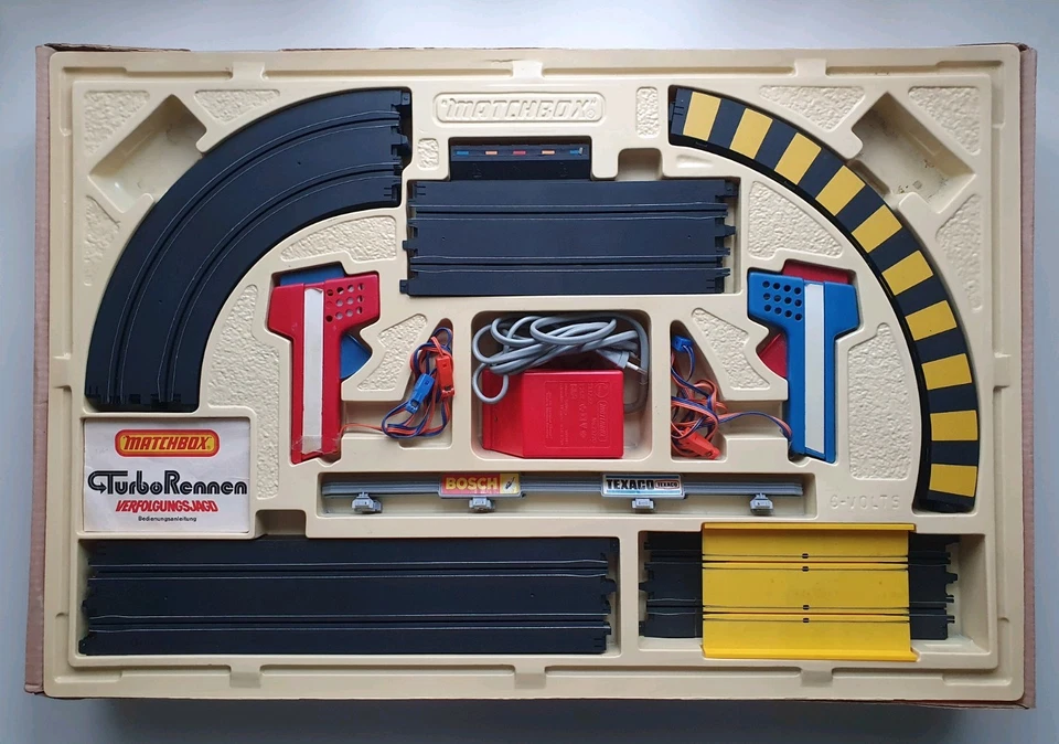 Matchbox Rennbahn Turbo Rennen Verfolgungsjagd 1979 retro vintage Sammler OVP - Bild 2 von 4