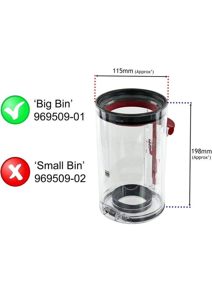 Nuevo Auténtico Dyson V10 (8" Cubo Grande) Absoluto Animal Transparente Polvo Alto Cani Foto 2 de 3