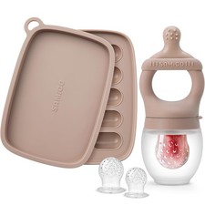 SAMiGO Baby Food Fruit Feeder and Breastmilk Popsicle Mold Set, Earth