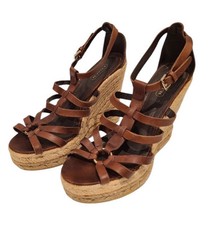 Alpargata cuña COACH Corina marrón cuero vegano castaño talla 10