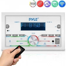 Pyle Marine Stereo Receiver Bluetooth Power Amplifier, Double DIN, AM/FM PLMR77U