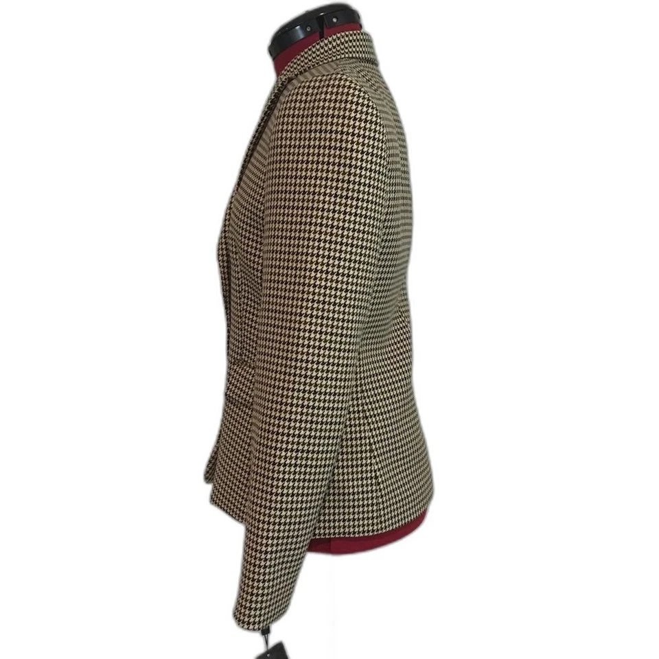 Blazer Tahari ASL para mujer talla 4 marrón/crema/negro pata de gallo mangas largas nuevo con etiquetas Foto 2 de 4