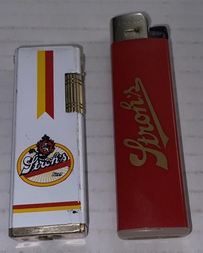 2 LOT NOT Working Strohs Beer Promo Cigarette Lighters Feudor Philippines Korea